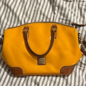 Dooney & Bourke Vibrant Yellow Satchel with Brown Accents